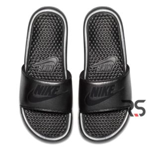 Женские тапочки Nike Benassi JDI «Metallic Black»