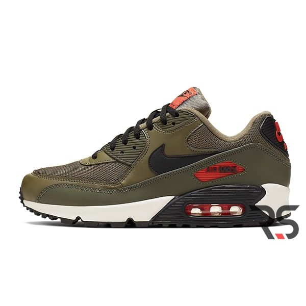 Кроссовки Nike Air Max 90 Essential «Olive/Black/Team Orange»